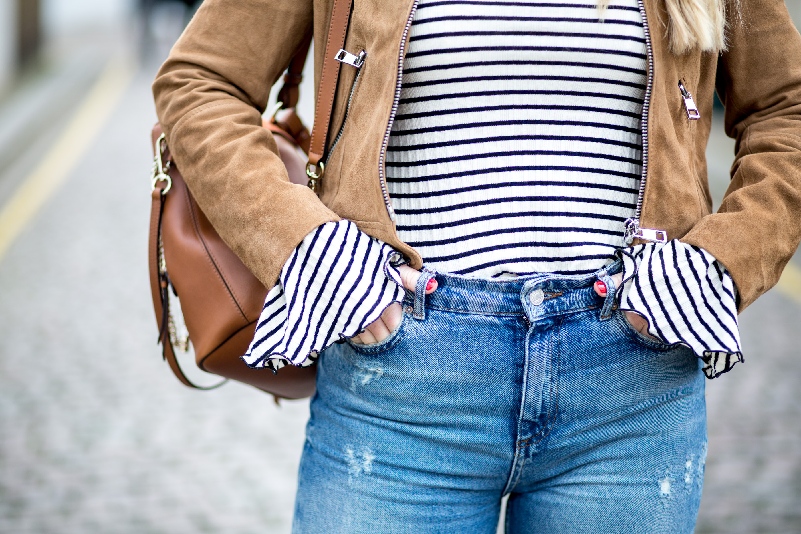 mediamarmalade | chloe faye backpack | whistles suede jacket | gucci princetown loafers